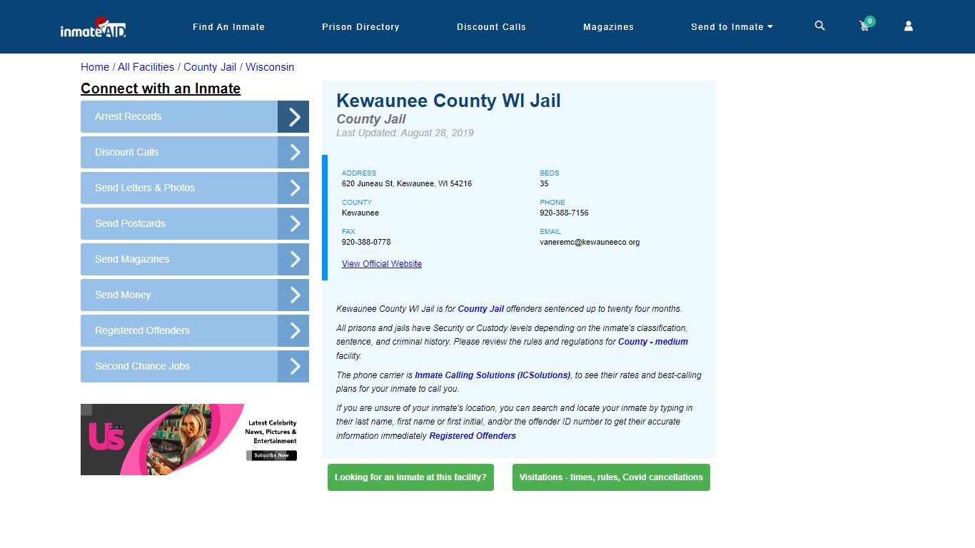 Kewaunee County WI Jail - Inmate Locator - Kewaunee, WI