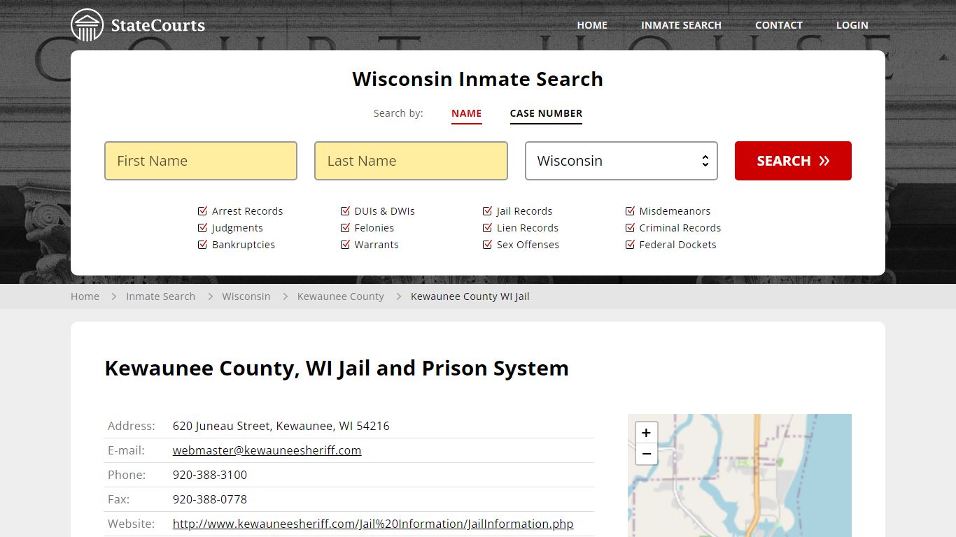 Kewaunee County WI Jail Inmate Records Search, Wisconsin - StateCourts